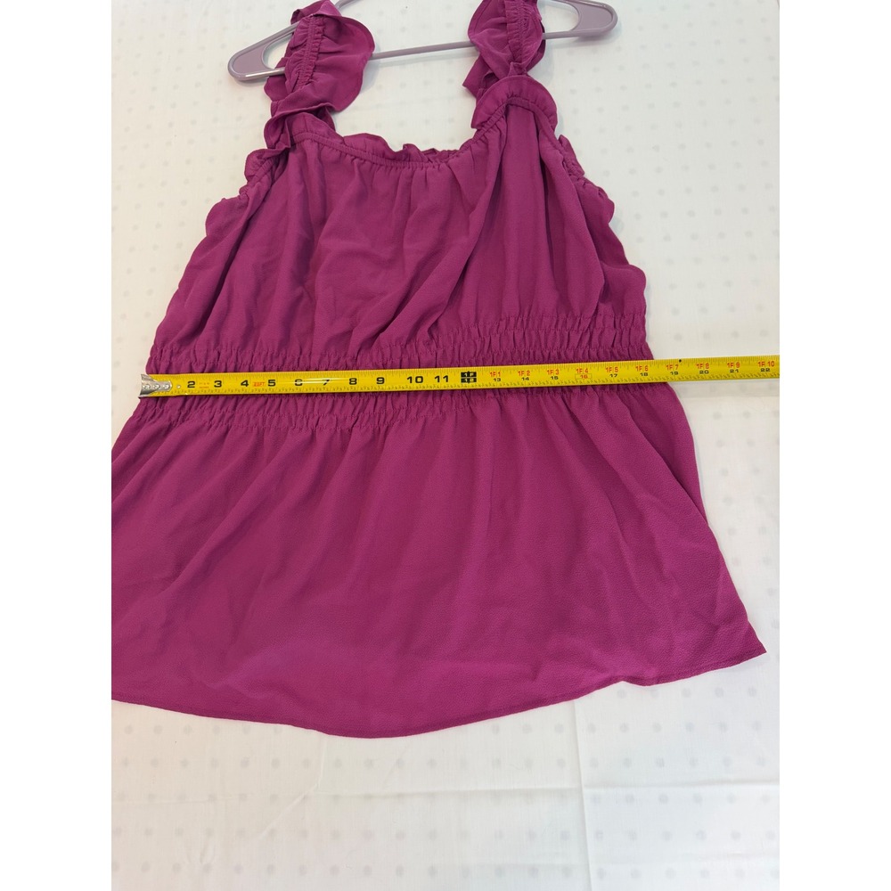 Lane Bryant Magenta Pink Ruffle Strap Smocked Waist Peplum Top Blouse Size 20 - Picture 4 of 5